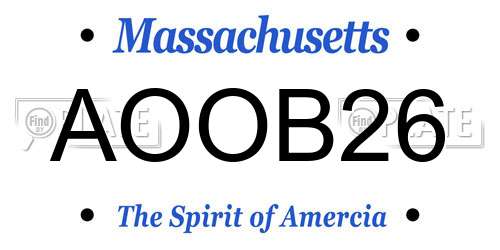 AOOB26 Massachusetts License Plate