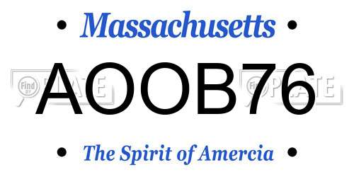 AOOB76 Massachusetts License Plate