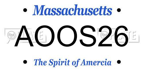 AOOS26 Massachusetts License Plate