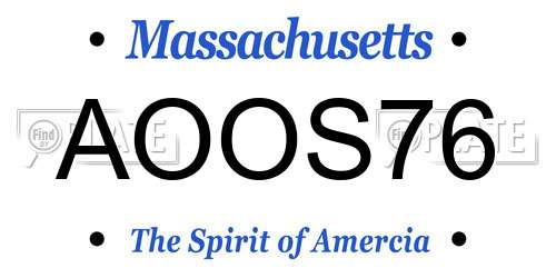 AOOS76 Massachusetts License Plate