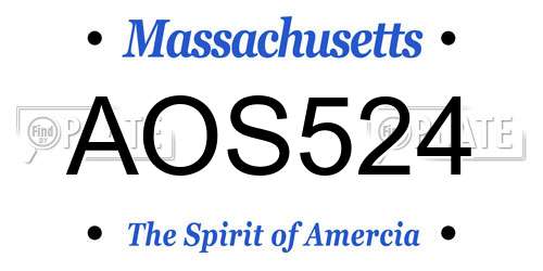 AOS524 Massachusetts License Plate