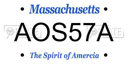 AOS57A Massachusetts License Plate