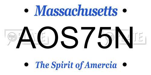 AOS75N Massachusetts License Plate