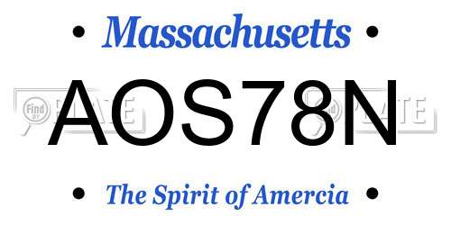 AOS78N Massachusetts License Plate