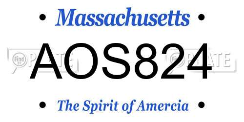 AOS824 Massachusetts License Plate