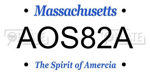 AOS82A Massachusetts License Plate