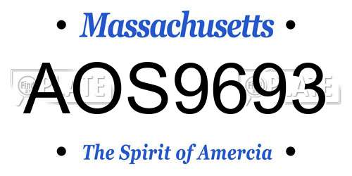 AOS9693 Massachusetts License Plate