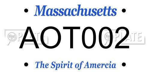 AOT002 Massachusetts License Plate