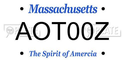 AOT00Z Massachusetts License Plate