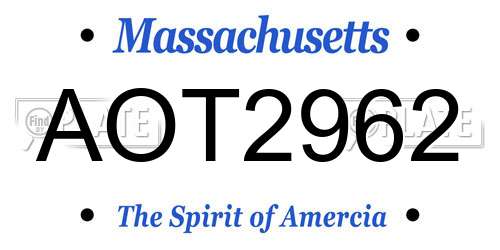 AOT2962 Massachusetts License Plate