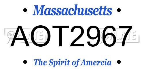 AOT2967 Massachusetts License Plate