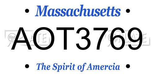 AOT3769 Massachusetts License Plate