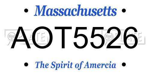 AOT5526 Massachusetts License Plate