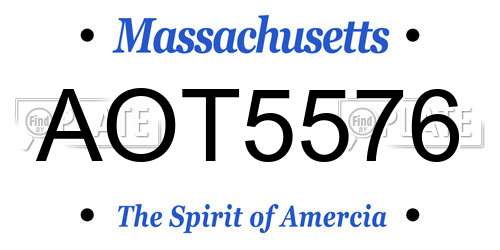 AOT5576 Massachusetts License Plate