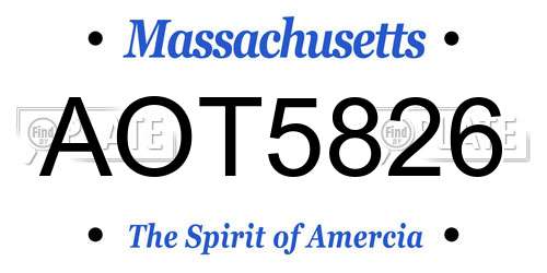AOT5826 Massachusetts License Plate