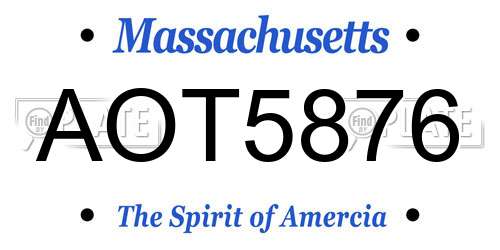 AOT5876 Massachusetts License Plate