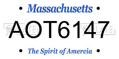 AOT6147 Massachusetts License Plate