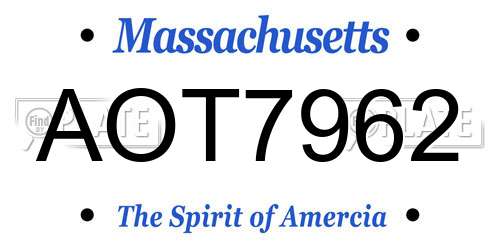 AOT7962 Massachusetts License Plate