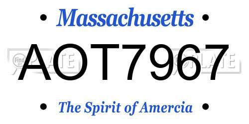 AOT7967 Massachusetts License Plate