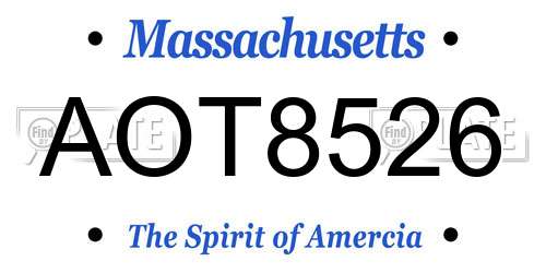 AOT8526 Massachusetts License Plate