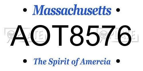 AOT8576 Massachusetts License Plate
