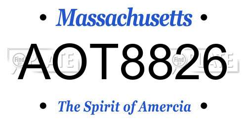 AOT8826 Massachusetts License Plate