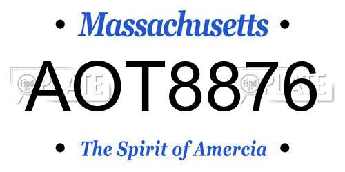 AOT8876 Massachusetts License Plate