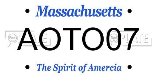 AOTO07 Massachusetts License Plate