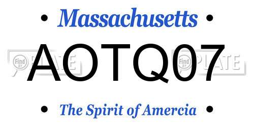AOTQ07 Massachusetts License Plate