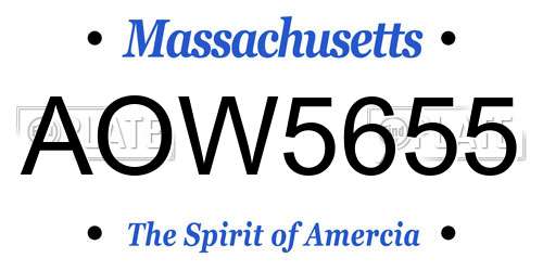 AOW5655 Massachusetts License Plate