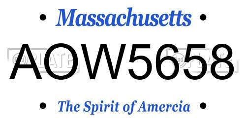 AOW5658 Massachusetts License Plate