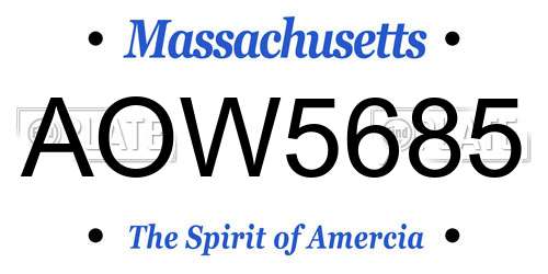 AOW5685 Massachusetts License Plate