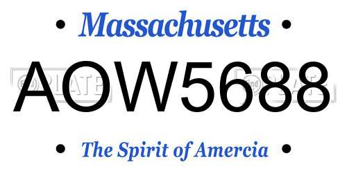 AOW5688 Massachusetts License Plate
