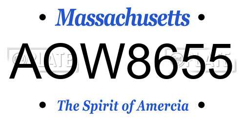 AOW8655 Massachusetts License Plate