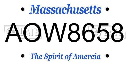 AOW8658 Massachusetts License Plate