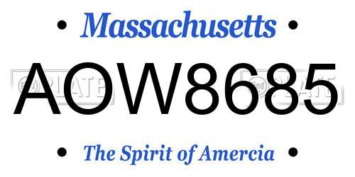 AOW8685 Massachusetts License Plate