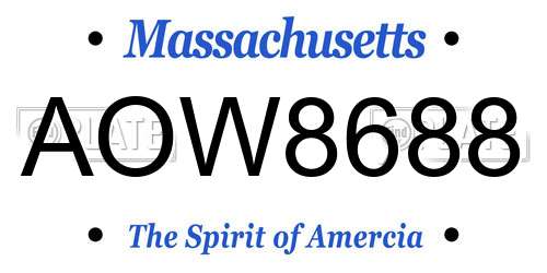 AOW8688 Massachusetts License Plate