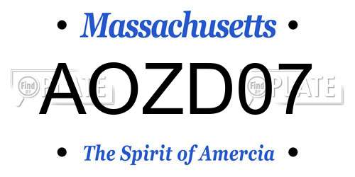 AOZD07 Massachusetts License Plate