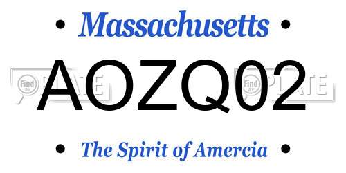 AOZQ02 Massachusetts License Plate