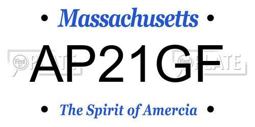 AP21GF Massachusetts License Plate