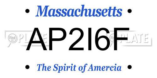 AP2I6F Massachusetts License Plate