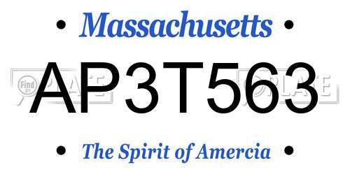 AP3T563 Massachusetts License Plate