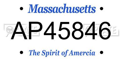 AP45846 Massachusetts License Plate