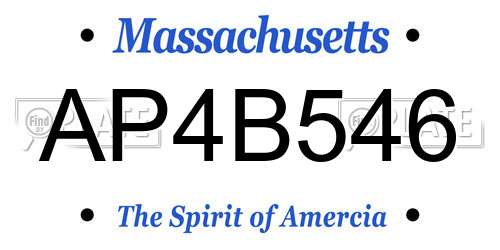 AP4B546 Massachusetts License Plate