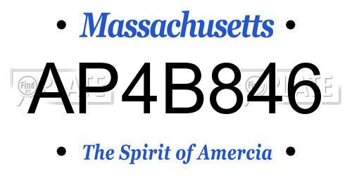 AP4B846 Massachusetts License Plate