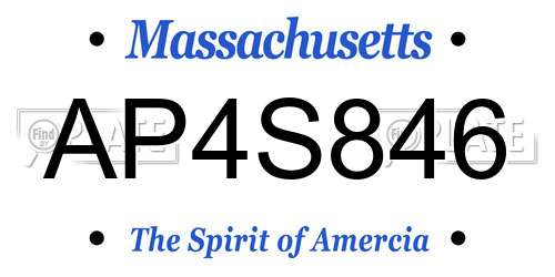 AP4S846 Massachusetts License Plate