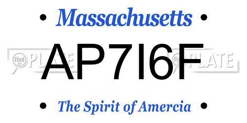 AP7I6F Massachusetts License Plate