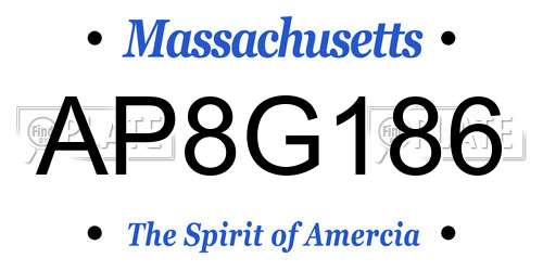 AP8G186 Massachusetts License Plate