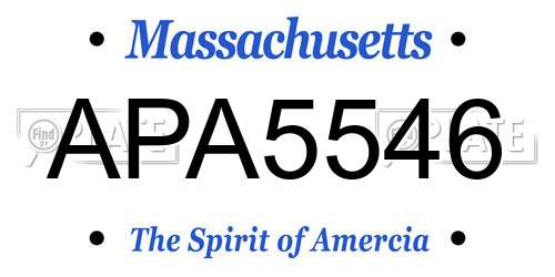 APA5546 Massachusetts License Plate