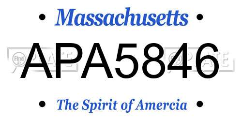 APA5846 Massachusetts License Plate